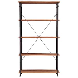 72 in. Rustic Pine Metal 4-shelf Etagere Bookcase with Open Back