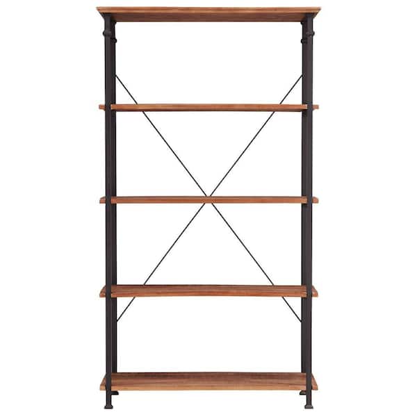Acme Furniture 63 in. Sandy Gray/Oak Metal 5-shelf Etagere