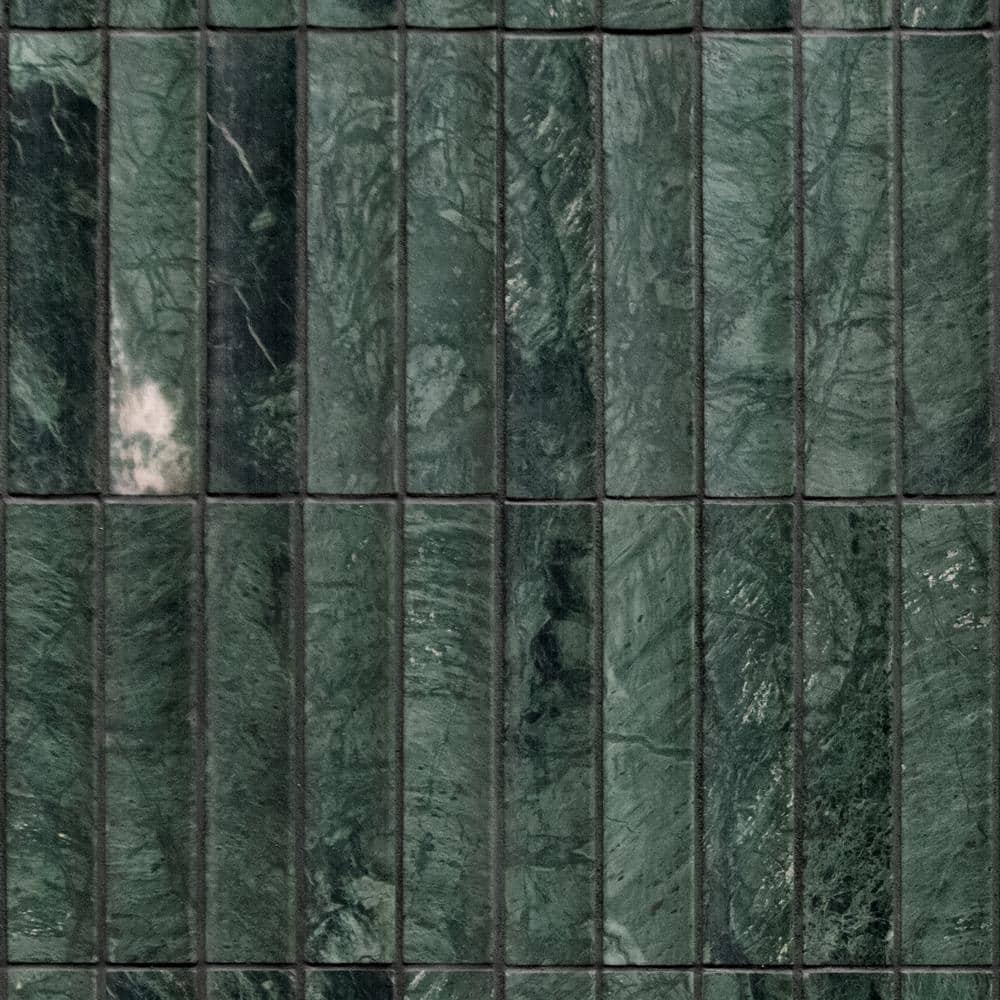 12.52" x 11.89" Honed Indian Green Marble Mosaic Tile