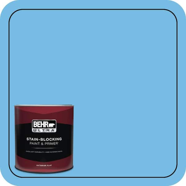BEHR ULTRA 1 qt. #550B-4 Costa Rica Blue Flat Exterior Paint & Primer