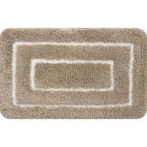 Borders Foam Beige 24 in. x 36 in. Polyester Bath Mat