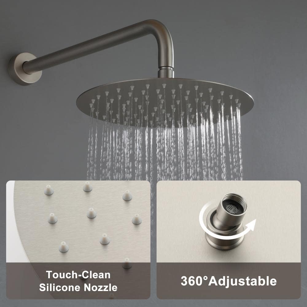 Brushed Nickel 10-Inch Rain Shower System with Handheld Spray