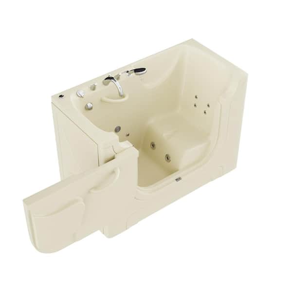 Universal Tubs HD Series 60 in. Left Drain Wheelchair Access Walk-In Whirlpool Bath Tub with Powered Fast Drain in Biscuit