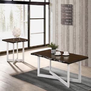 Gandy 22 in. Oak and White End Table
