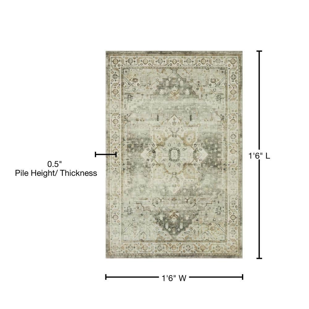 Rosette Sage & Beige Square Plush 18" Area Rug Sample