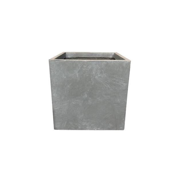 KANTE 16 in. Tall Slate Gray Lightweight Concrete Square Modern Outdoor ...