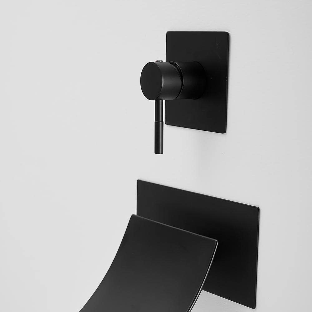 Matte Black Wall-Mount Waterfall Bathtub Faucet with Lever Handle
