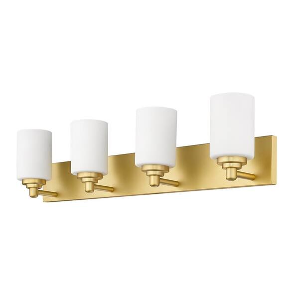 Unbranded - Soledad 31.5 in. 4-Light Brushed Gold Vanity-Light with Glass Shade