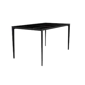 Avo Mid-Century Modern 71 in. Rectangular Dining Table with Black Aluminum Legs (Black/Gold)