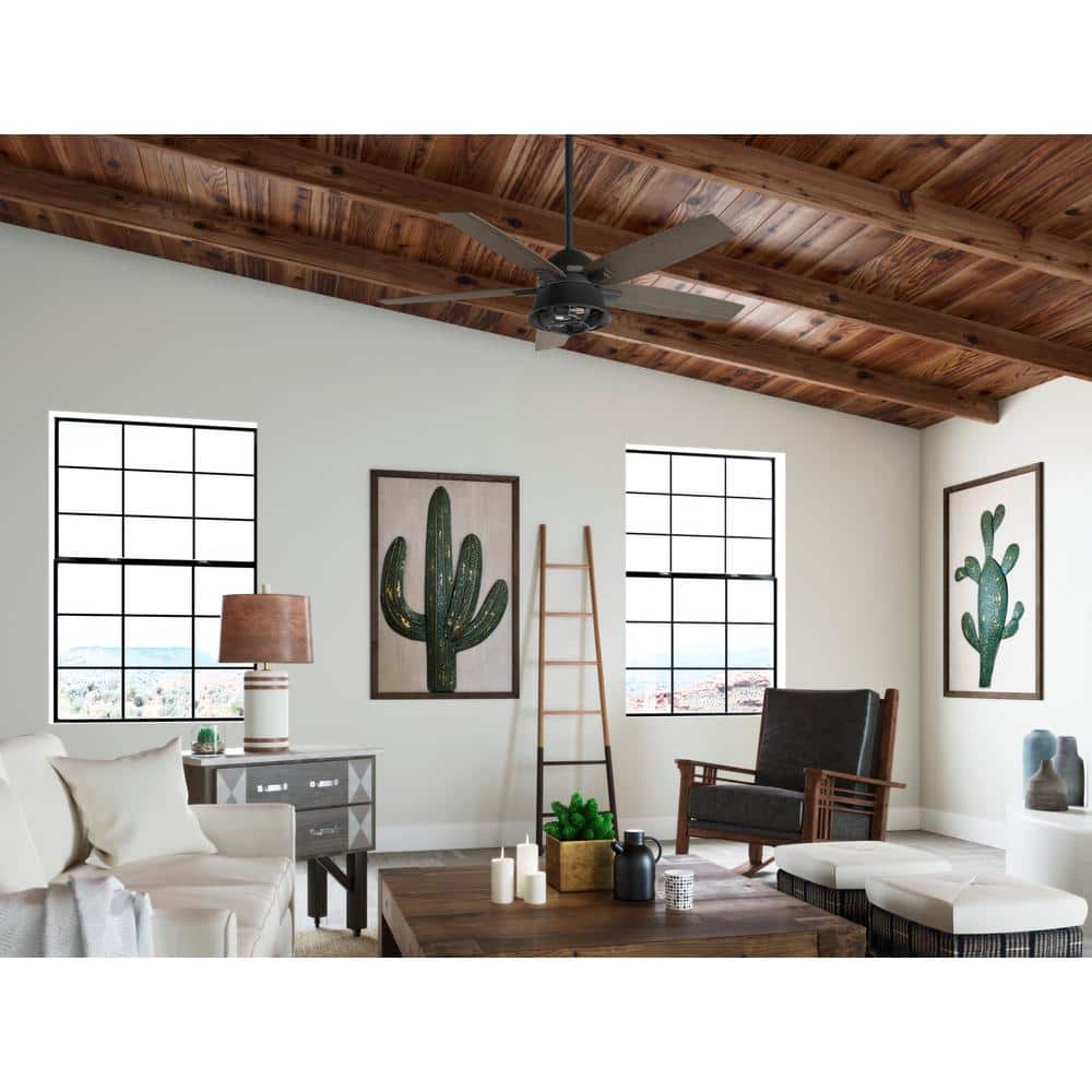 52" Matte Black Hampshire Ceiling Fan with LED Light and Remote