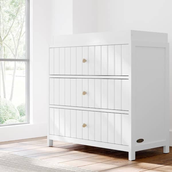 Teddi White 3-drawer Dresser 35.51 in Wide with Changing Topper
