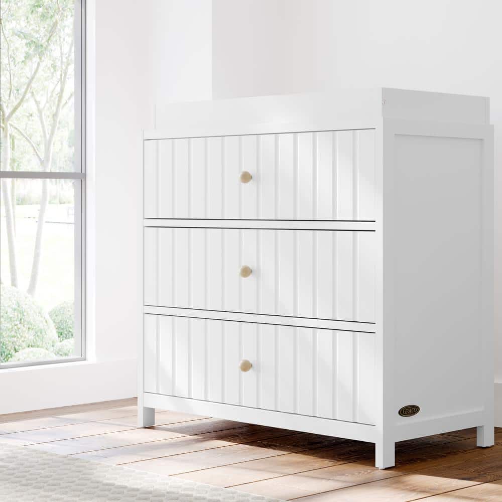 White 3-Drawer Chest with Changing Table Topper