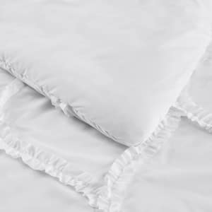 Emma 3-Piece Bright White Ruffle Ogee Comforter Set