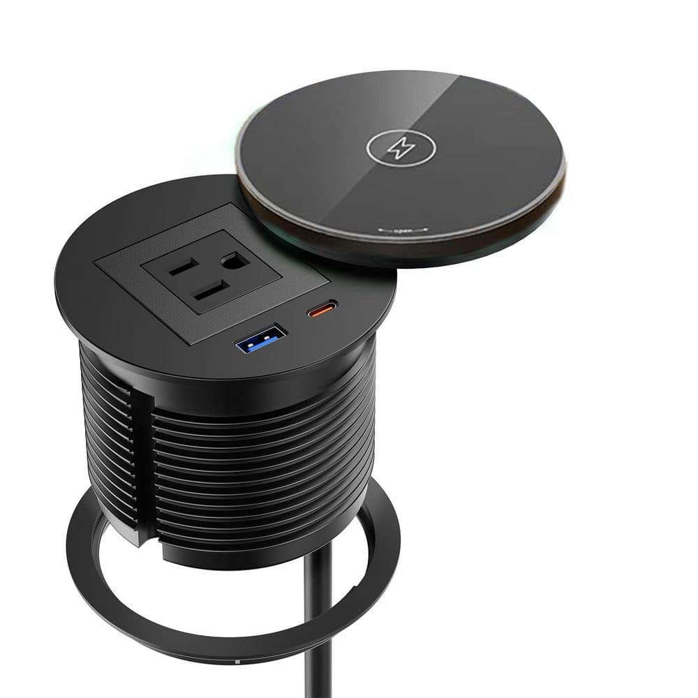 6 ft. 1-Outlet 1-Ports USB-A 1-Ports USB-C Desk Power Grommet with 15W Wireless Charger and Extension Cord price history on PriceWatchPro