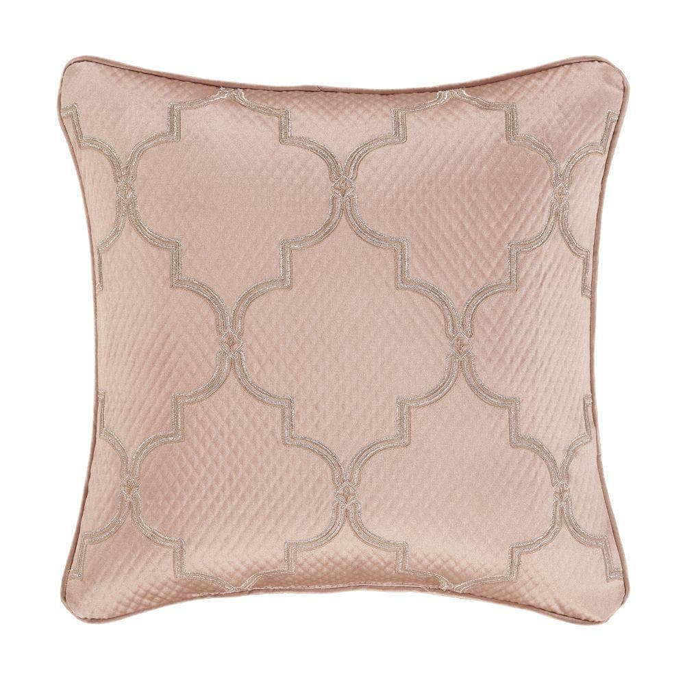 Rosalita Blush Polyester 18 in. Square Embellished Decorative Throw Pillow 
