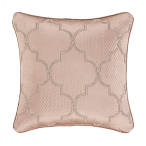 Rosalita Blush Polyester 18 in. Square Embellished Decorative Throw Pillow 18 in. x 18 in.