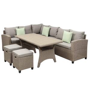 5-Piece Rectangle wood Top Beige Dining Table Set