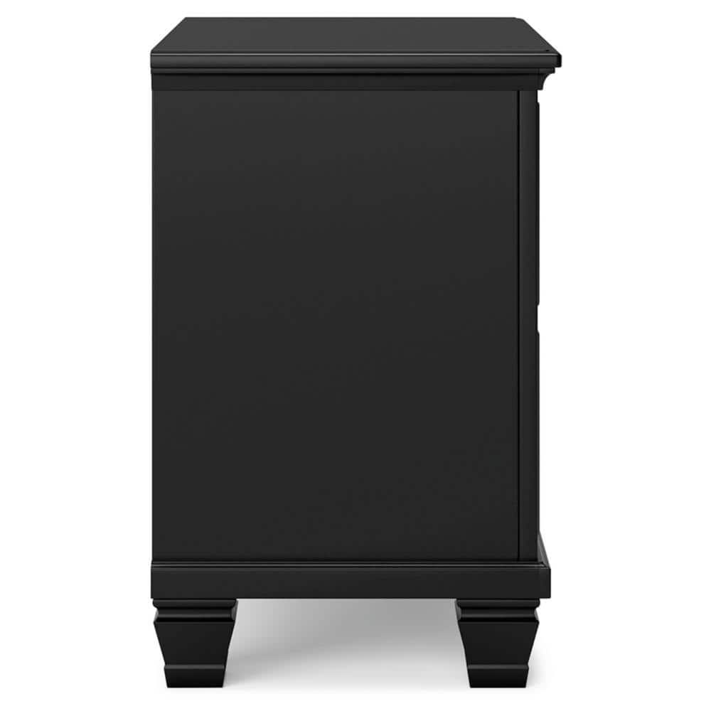 Black Hardwood 2-Drawer Nightstand with Satin Nickel Knobs