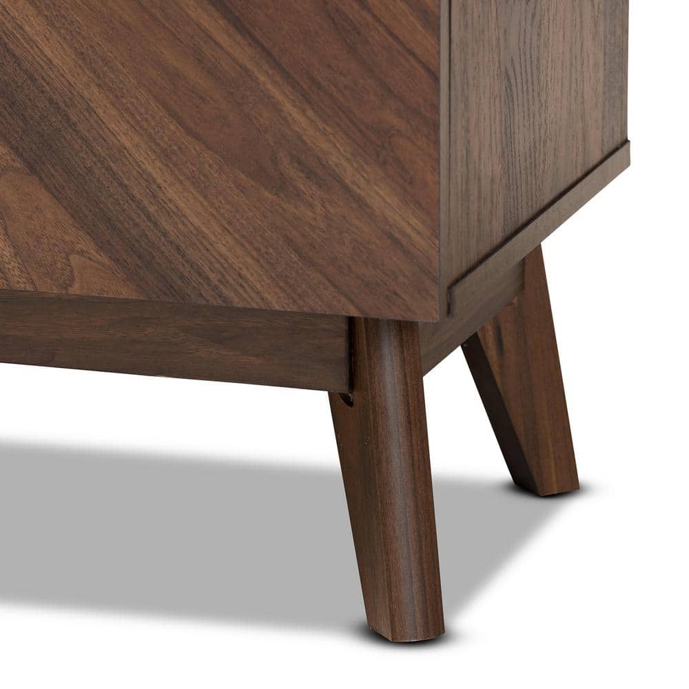 Hartman Walnut Brown Finished Wood Mid-Century Modern Shoe Cabinet