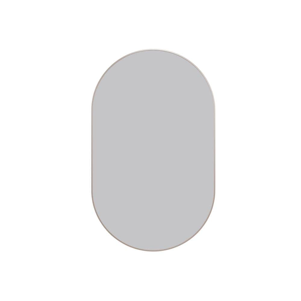 Glass Warehouse Inara 22 in. W x 36 in. H Framed Oval Bathroom Vanity Mirror in Brushed Nickel