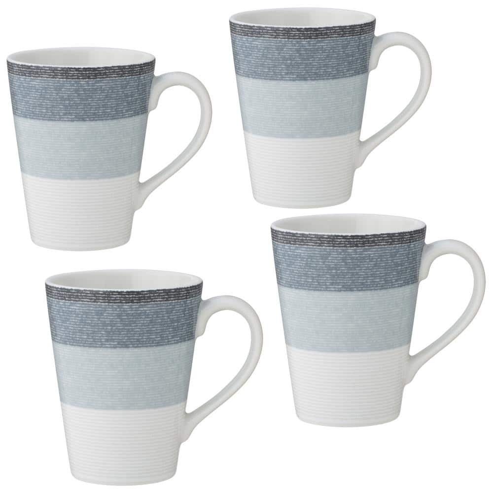 Noritake Colorscapes Layers Ash 12 fl. oz. Porcelain Mugs (Set of 4), Grey -  G017-484D