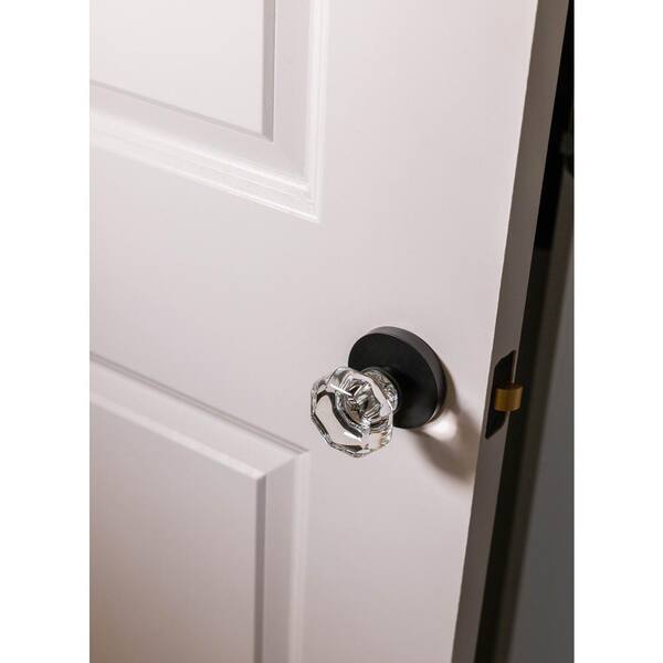 Bowery Satin Brass Privacy Bed/Bath Door Knob with Collins Trim