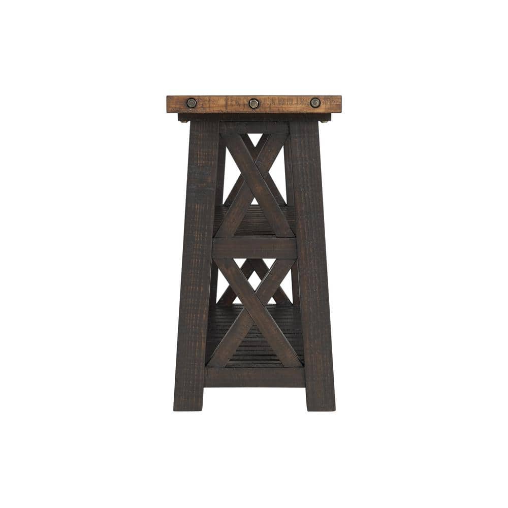 Bolton Industrial Rustic 55" Black Stain and Natural Sofa Table with Storage