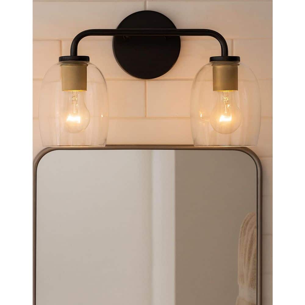 Percy 14.75 in. 2 Light Black Vanity Light price history on PriceWatchPro