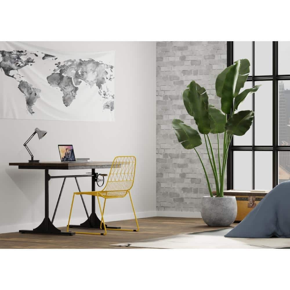 Industrial Elm and Black Cast Iron Adjustable Desk