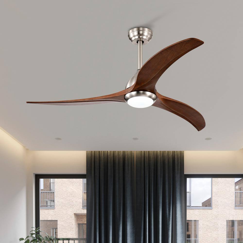 Sunpez 52 in. Indoor/Outdoor Nickel LED Ceiling Fan with Remote ...