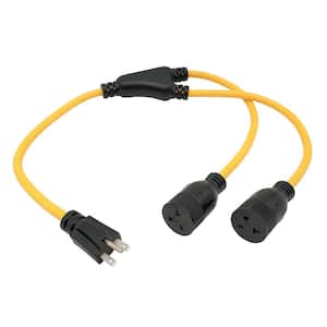 3 ft. 12/3 3-Wire NEMA 6-15 Splitter NEMA 6-15P to (2) 6-15R T-Blade for 6-20R Receptacle Y Adapter Cord