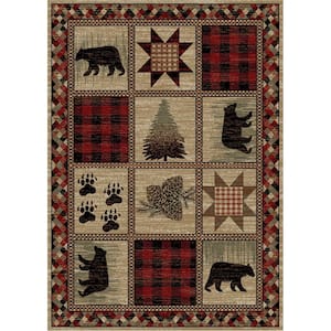 Hearthside Hollow Point Red 5 ft. x 8 ft. Woven Animal Print Polypropylene Rectangle Lodge Area Rug