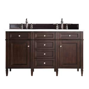 Brittany 60.0 in. W x 23.5 in. D x 34 in. H Bathroom Vanity in Burnished Mahogany with White Zeus Quartz Top