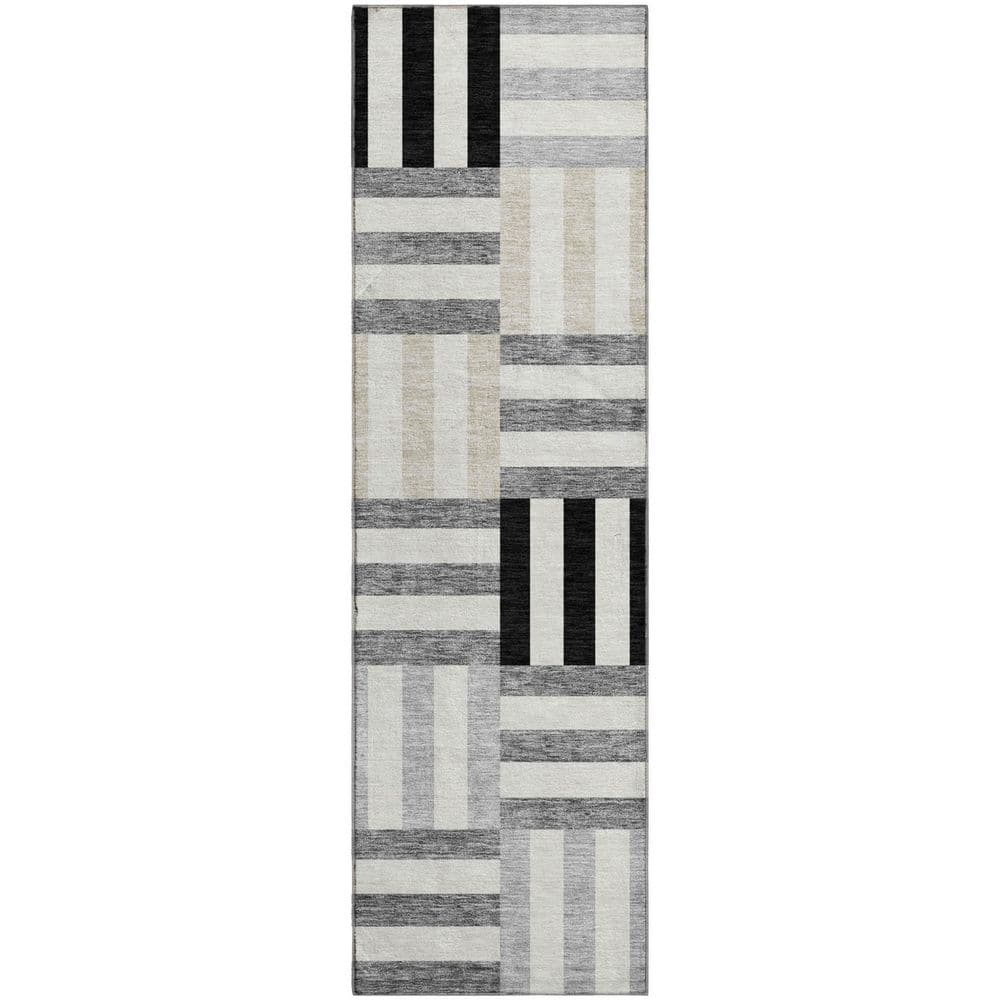 Mayfield Premium Machine Washable Abstract AMF2332 Black 2 ft. x 7 ft. Runner Rug price history on PriceWatchPro