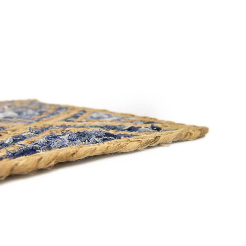 Handcrafted Bengal Blue Braided Cotton-Jute 2x3 Rug