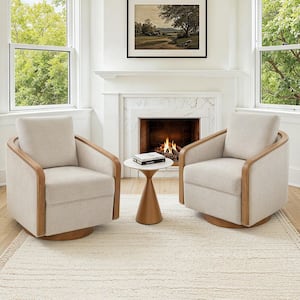 OrangeOne Doev Linen Color Swivel Accent Barrel Chair Upholstered ...