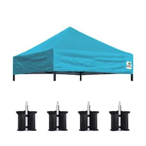USA Pop UpTent Top Cover Instant Ez Canopy Top Cover ONLY, Bonus 4PC Pack Canopy Weight Bag( 5 ft. x 5 ft. sky blue