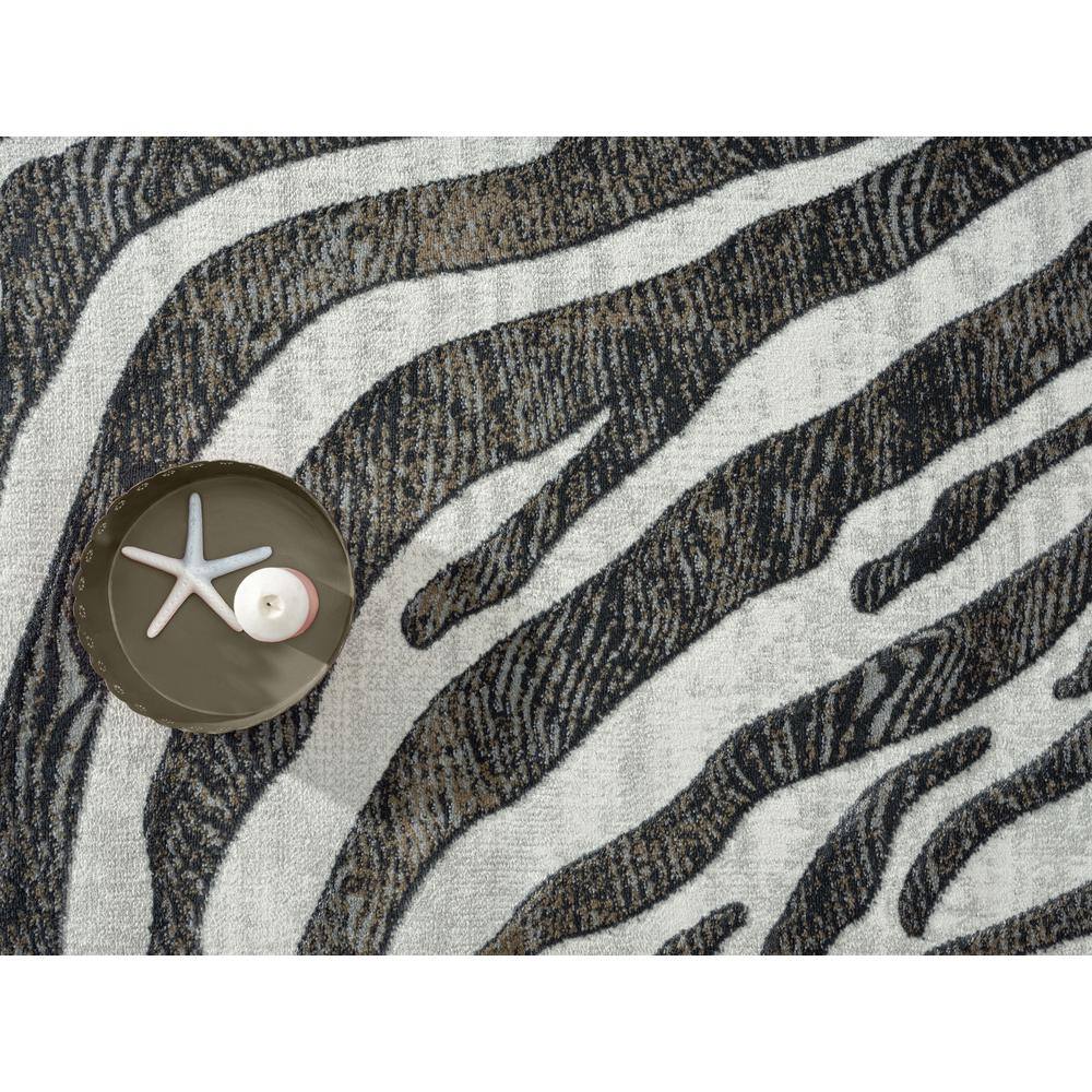 Gray Floral 6' x 9' Stain-Resistant Synthetic Area Rug