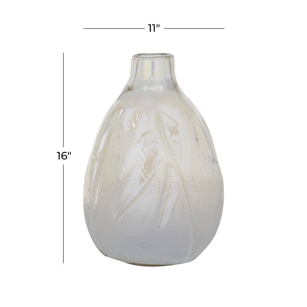 16" White Blown Glass Bud Table Vase