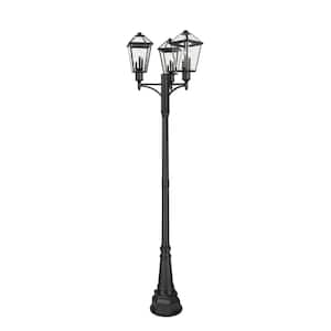 Talbot 9-Light Black Stainless Steel Hardwired Outdoor Marine Grade Post Light Set with No Bulbs Included