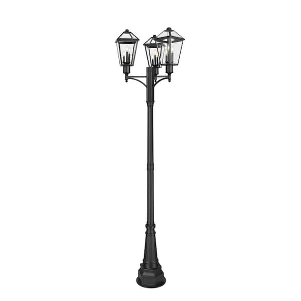 Talbot 9-Light Black Stainless Steel Hardwired Outdoor Marine Grade Post Light Set with No Bulbs Included