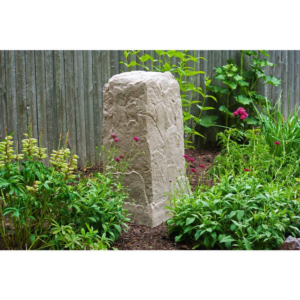 Tall Beige Resin Utility Cover Landscape Rock