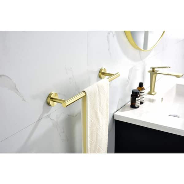 6-Piece Brushed Gold Bathroom Hardware Set Stainless Steel Round