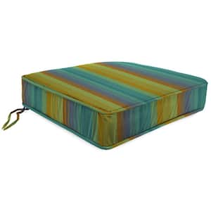 Sunbrella 22.5 in. x 21.5 in. Astoria Lagoon Multicolor Stripe Rectangular Boxed Edge Outdoor Square Deep Seat Cushion