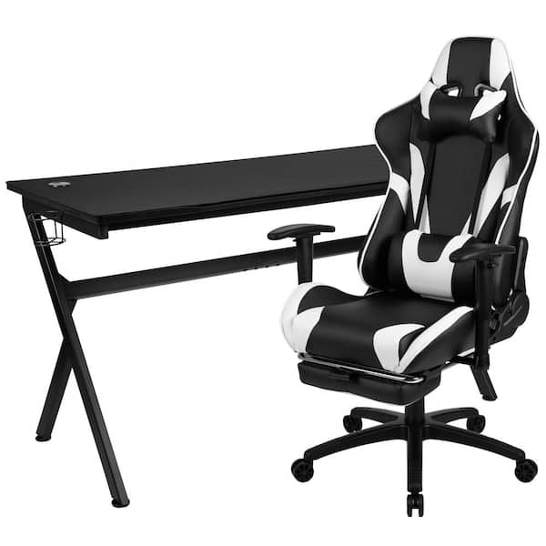 Carnegy Avenue 55.13 in. Black Gaming Desk and Chair Set