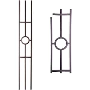 Aalto Modern 44 in. x 0.5 in. Satin Black 3 Leg Panel Solid Wrought Iron Baluster