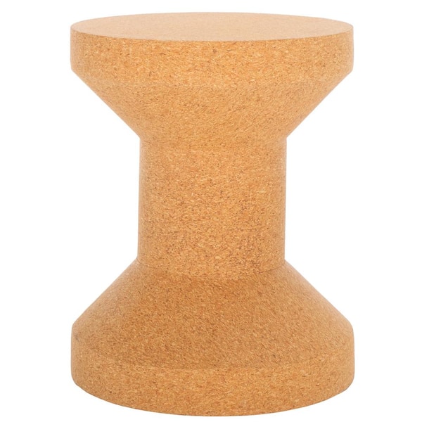 SAFAVIEH Katalisa 12 in. Brown Round Cork End Table