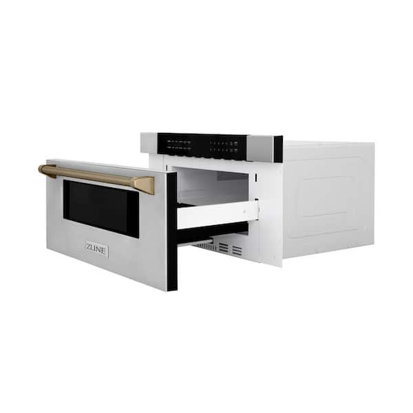 Autograph Edition 30 in. 1.2 cu. ft. Built-in Microwave Drawer in Stainless Steel and Champagne Bronze Helix Handle