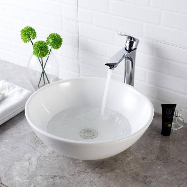 Bathroom Porcelain Ceramic Vessel Sink Vanity Basin Bowl Popup Drain White/Black