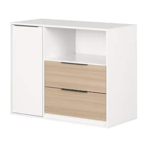 Hourra Soft Elm and White 2-Drawer and door 40 in. Dresser without Mirror
